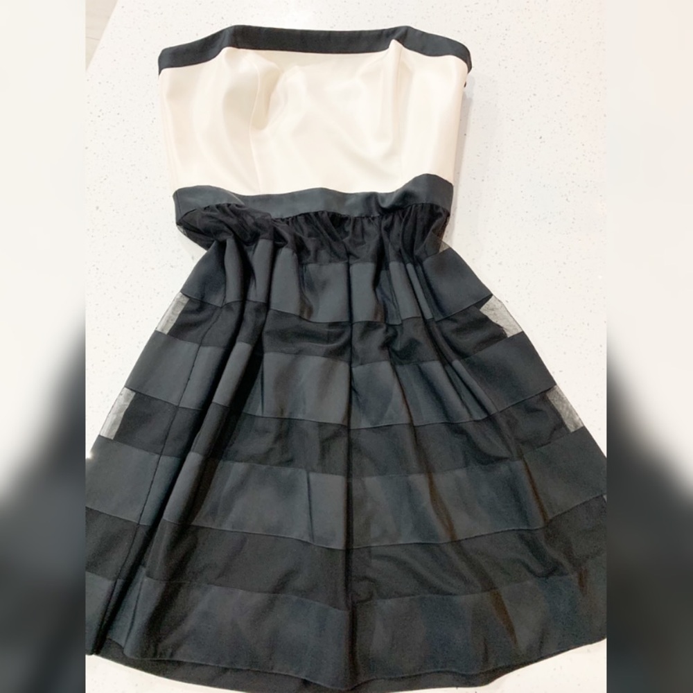 Strapless Black and Ivory Dress - Holiday